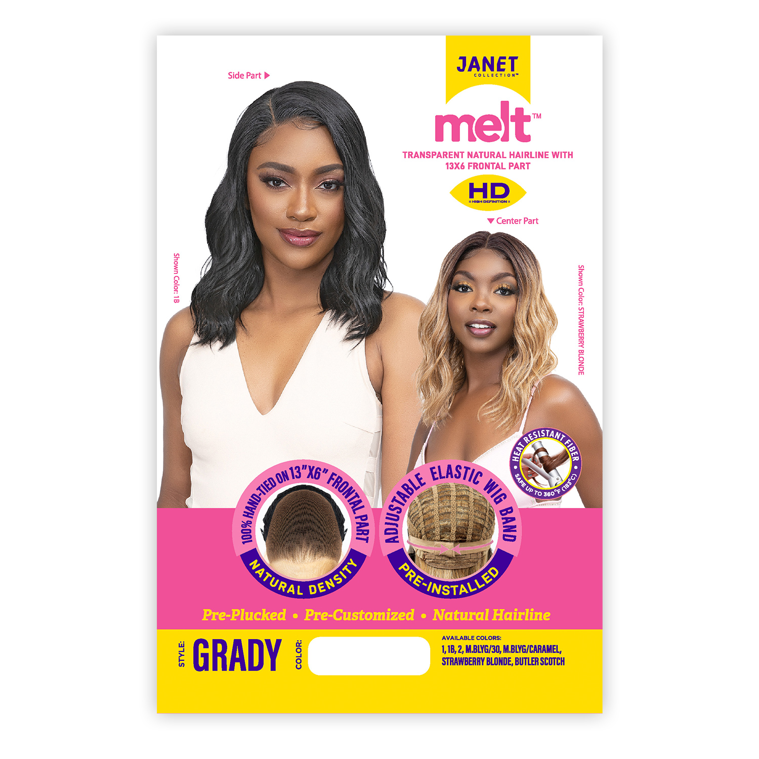 Janet Collection HD Swiss Lace Front Wig Melt Hand-Tied 13X6 Frontal Part Grady