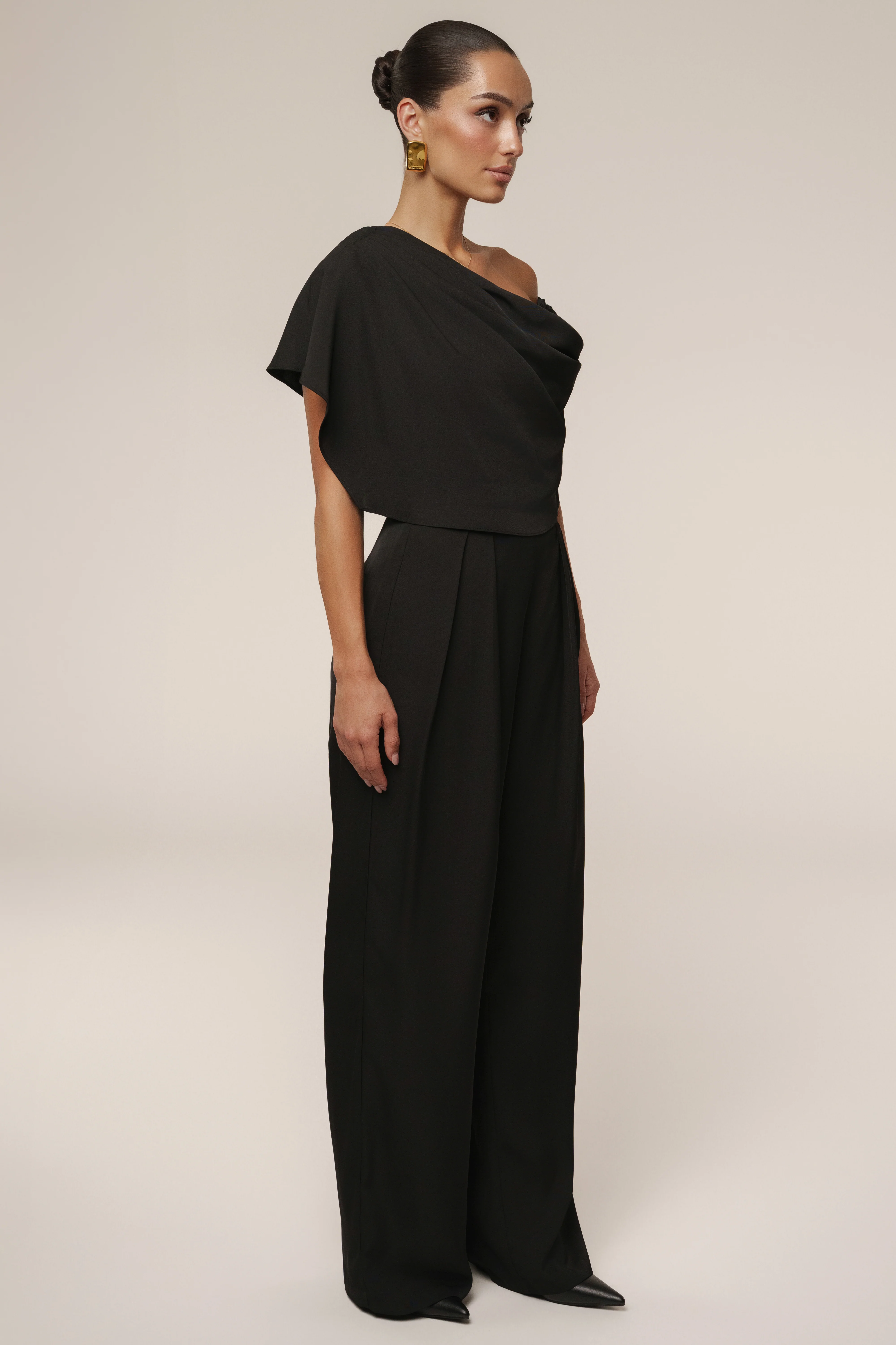 Black Gleam and Glow Satin Top