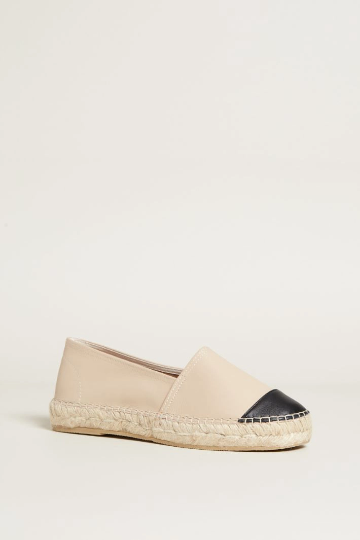 Leather espadrilles - LIGHT BEIGE BLACK