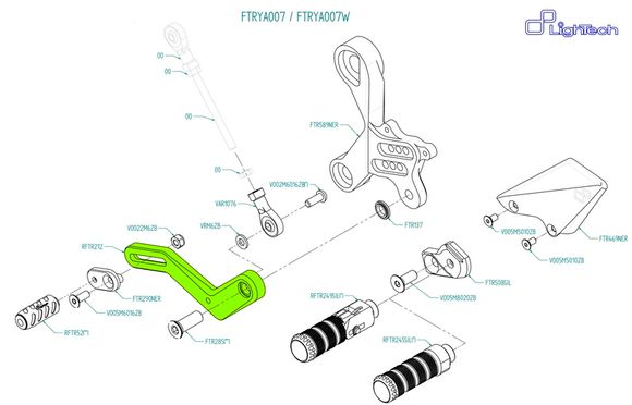 LighTech remote controls Set of rear speed lever FTRYA007 / FTRYA007W UniversalRef: Lig01147A / 1113834