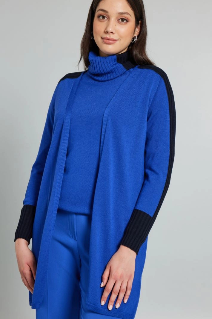 Two-tone wool-blend cardigan - BLUETTE BLUE