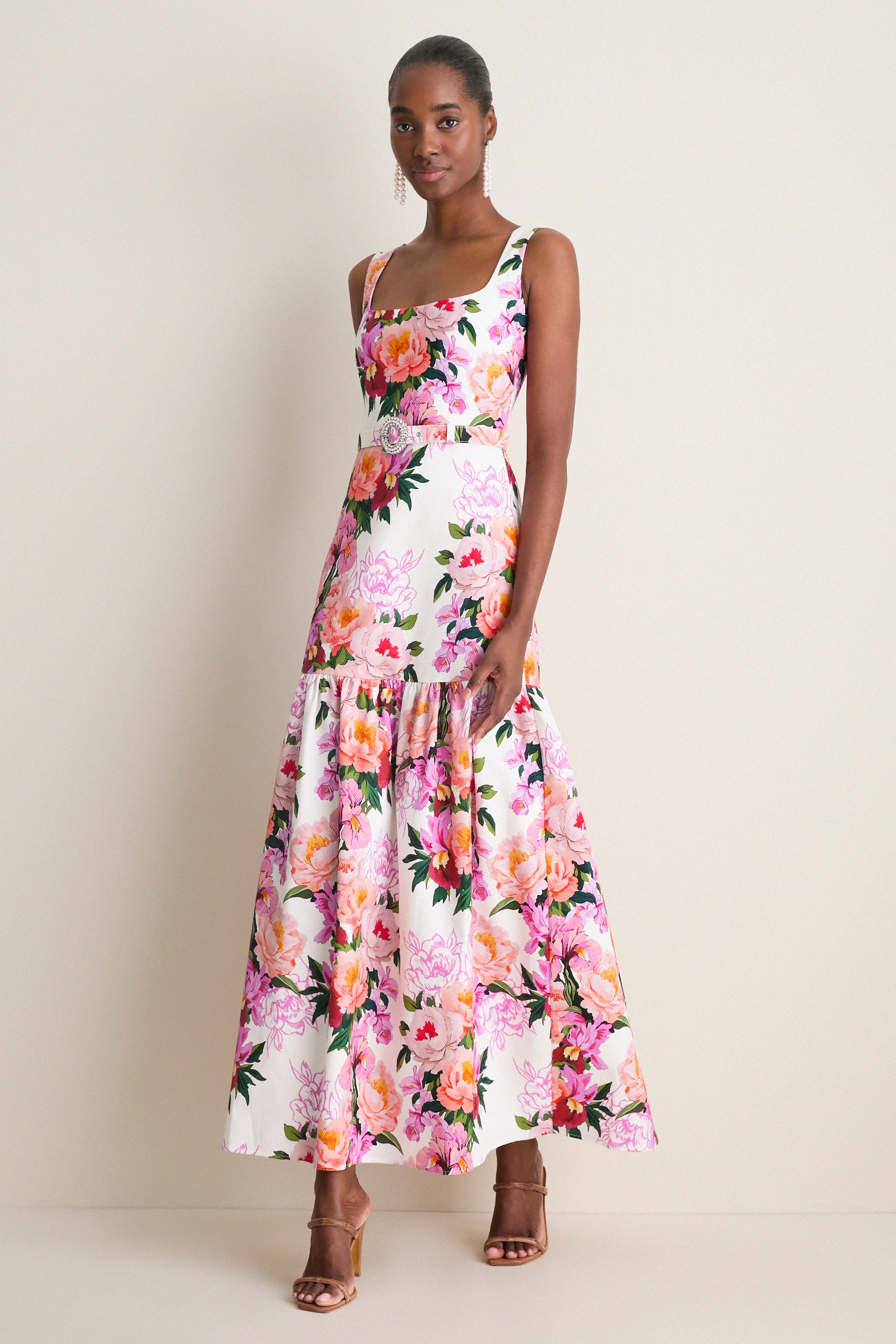 Peony Drip Pique Davie Dress