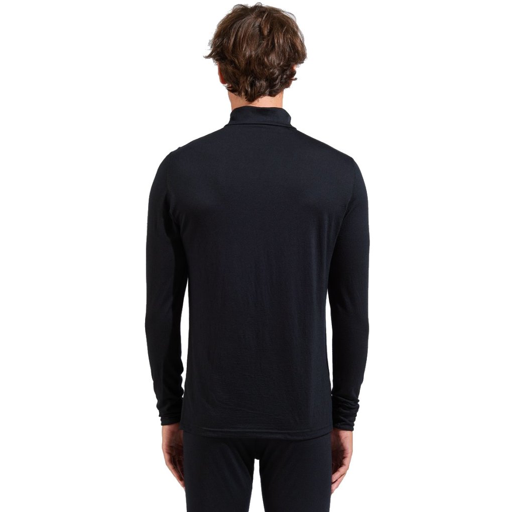 Odlo Natural Merino 200 Half-Zip Turtleneck Long-Sleeve Base Layer Top Men - black