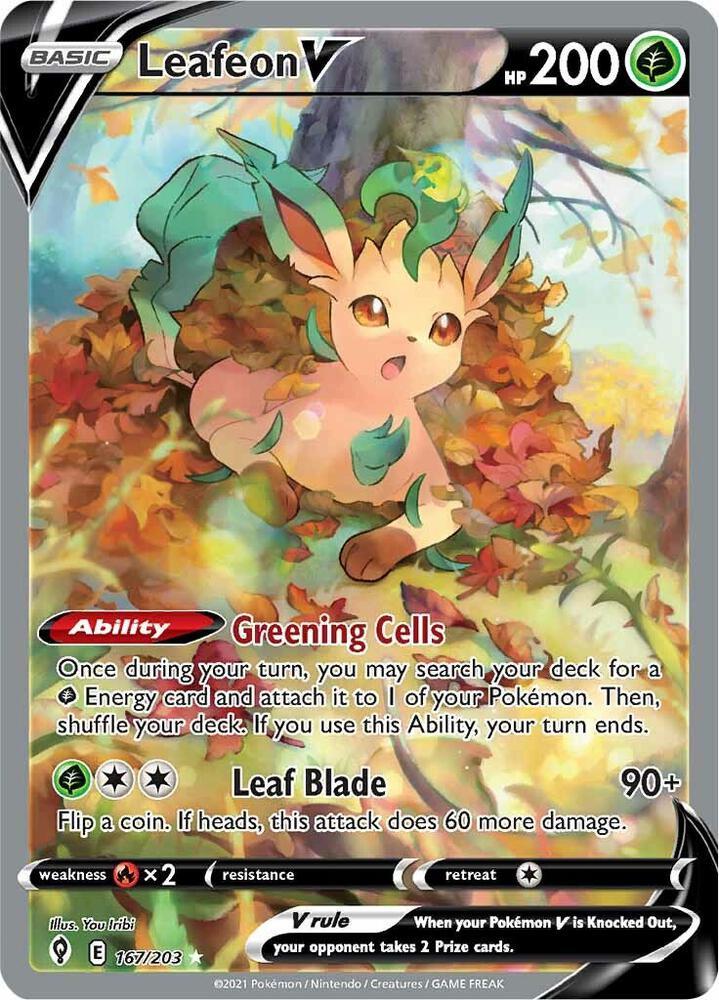 Pokemon SWSH07: Evolving Skies 167/203 Leafeon V (Alternate Full Art) Near Mint