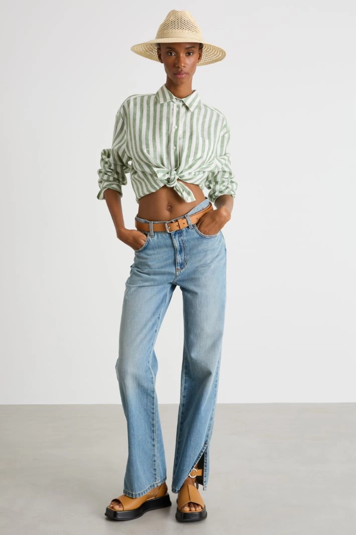 Boxy shirt - GREEN WHITE