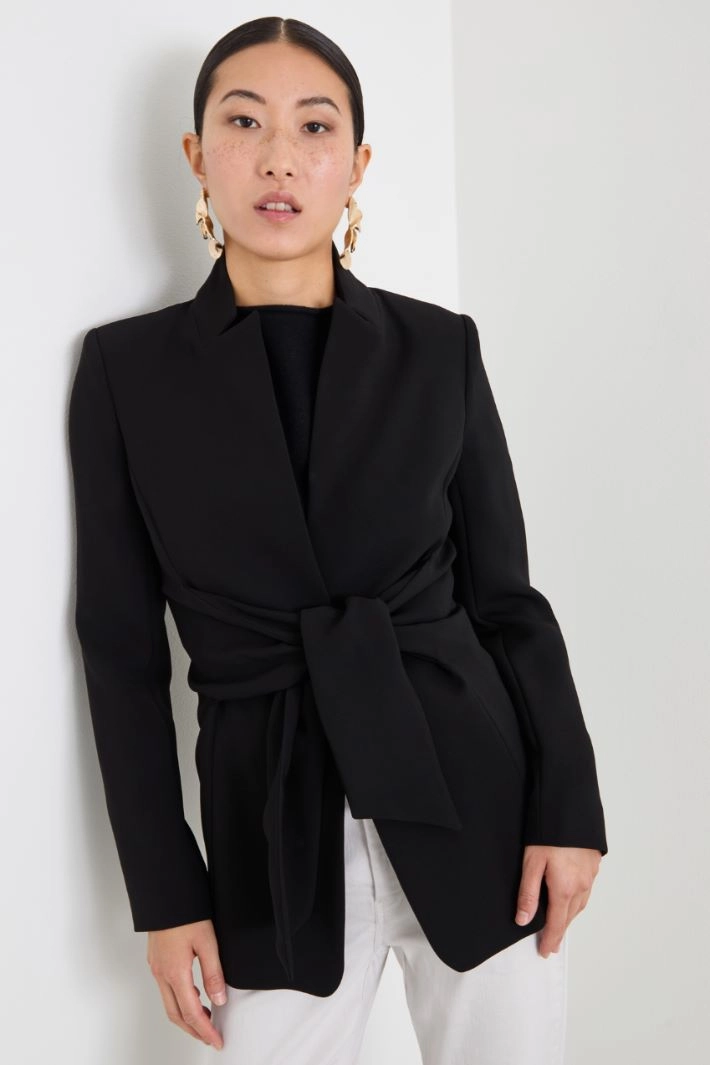 Cady jacket with sash - BLACK