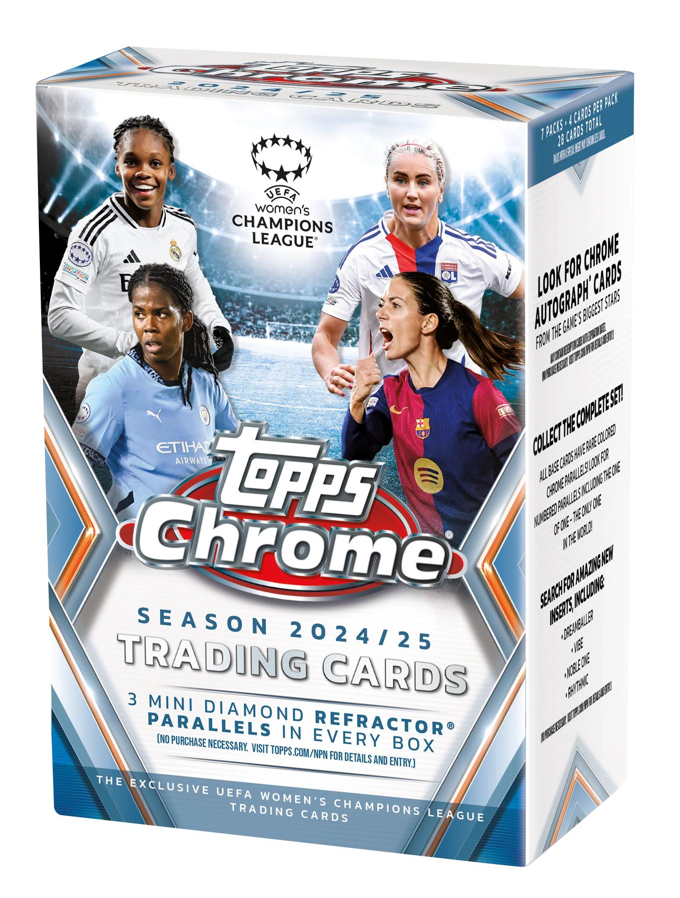2024/25 Topps Chrome UEFA Women's Champions League Soccer 7-Pack Blaster