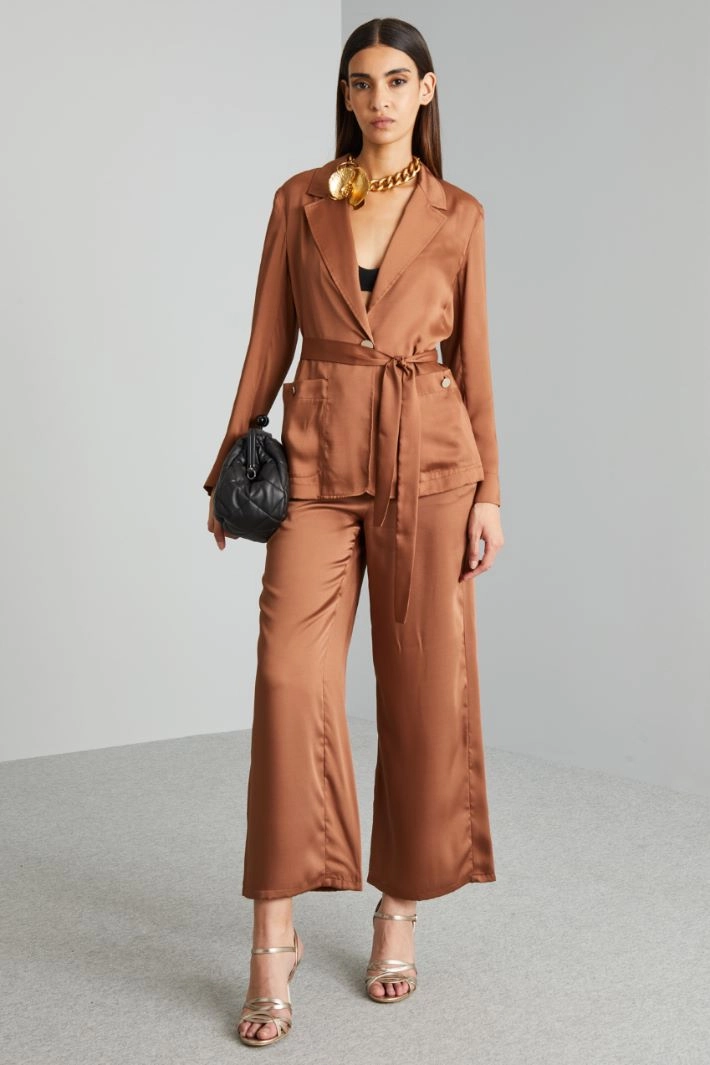 Deconstructed twill blazer  - BROWN