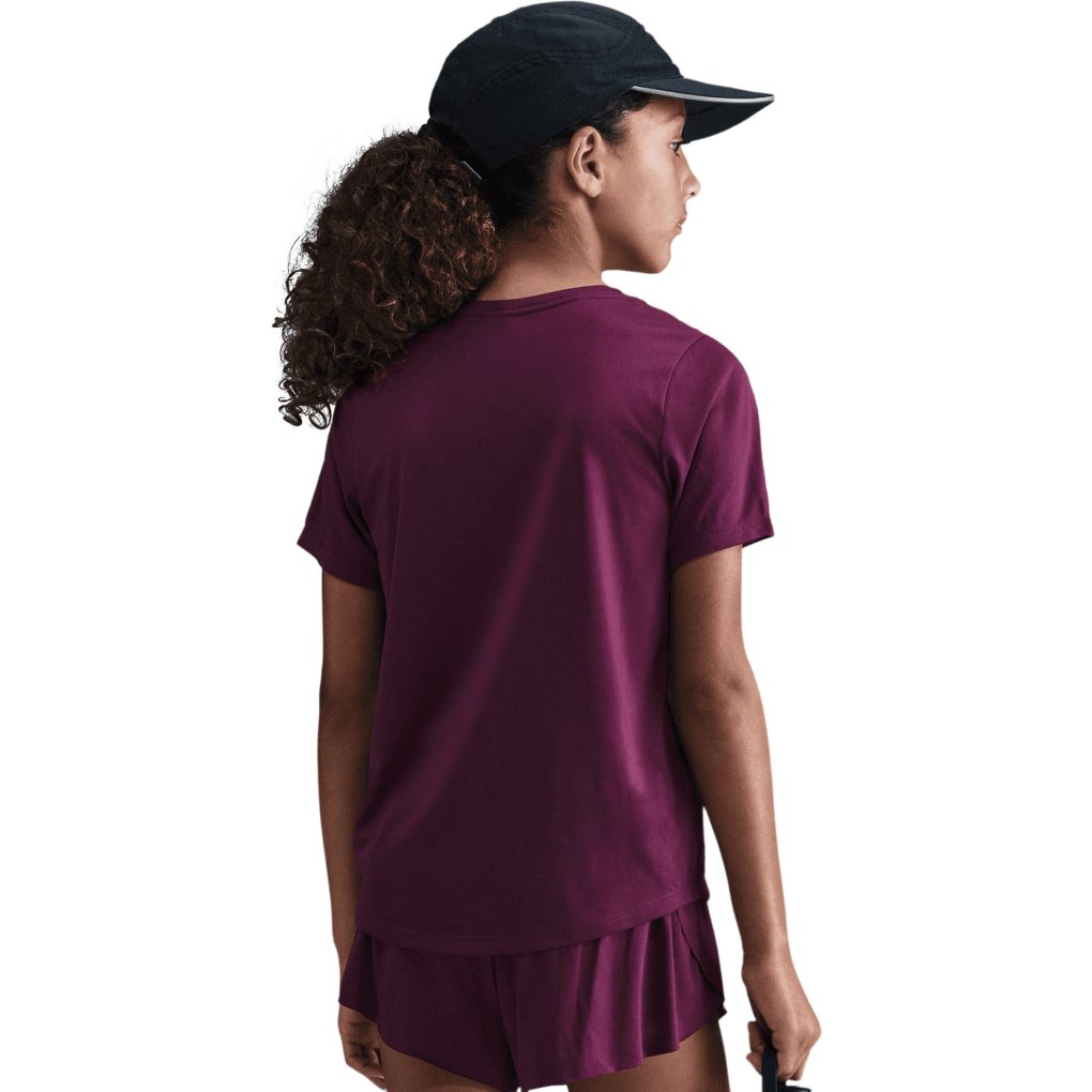Nike One Fitted Dri-FIT Short-Sleeve Top Kids - bordeaux/white FZ5600-610