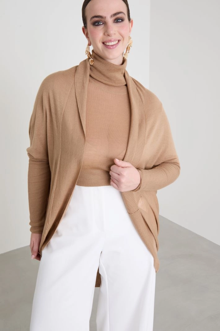 Wool and cashmere cardigan - CAMEL