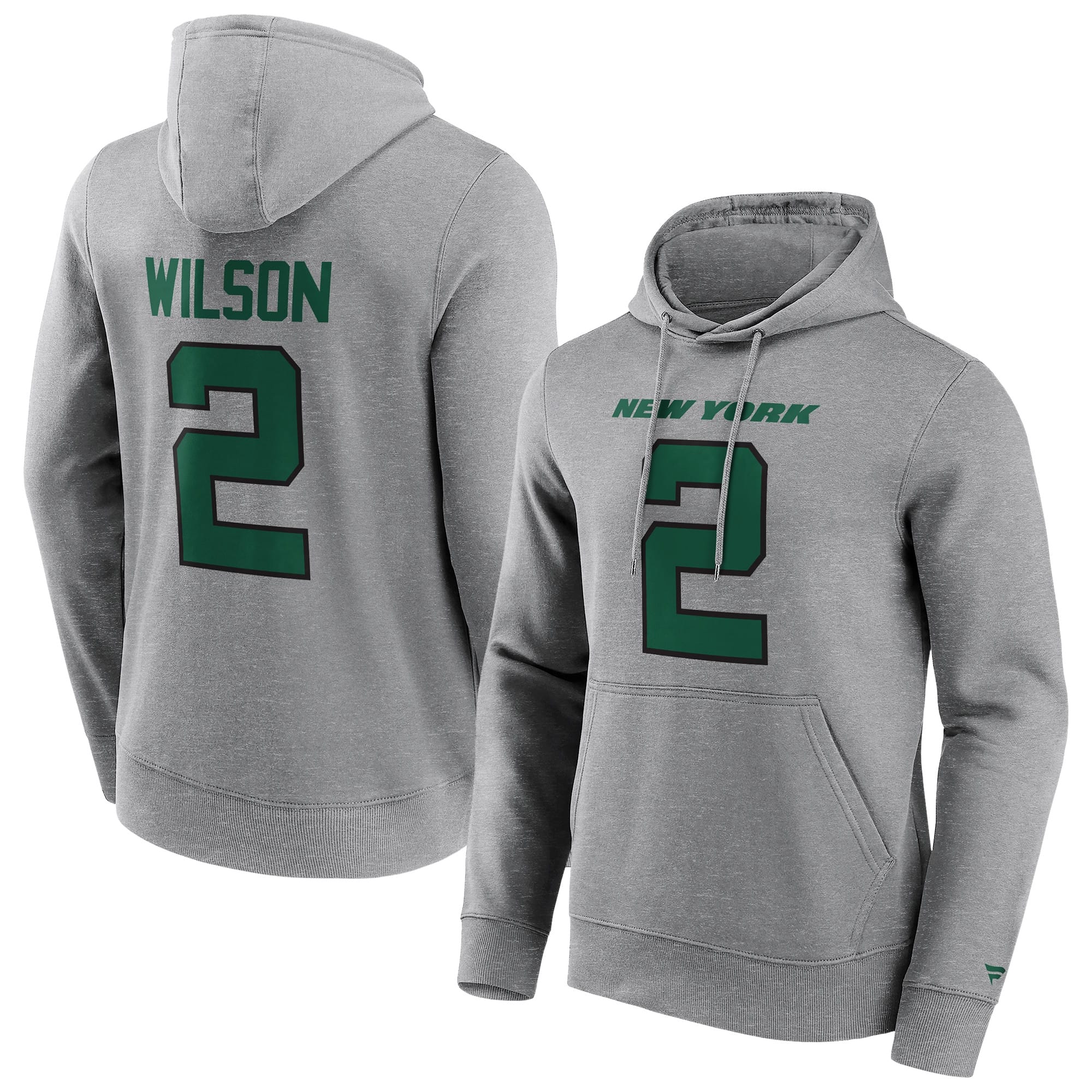 Zach Wilson #2 New York Jets Iconic Player NFL Hoodie Grey