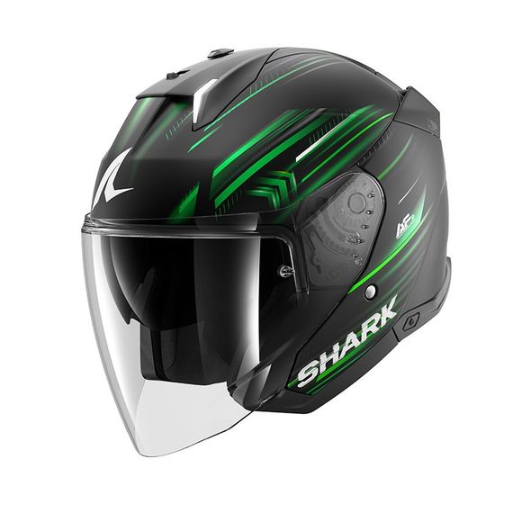 Shark SKWAL i3 JET LIGHT-BLUR jet helmet - Black / GreenRef: SH1829