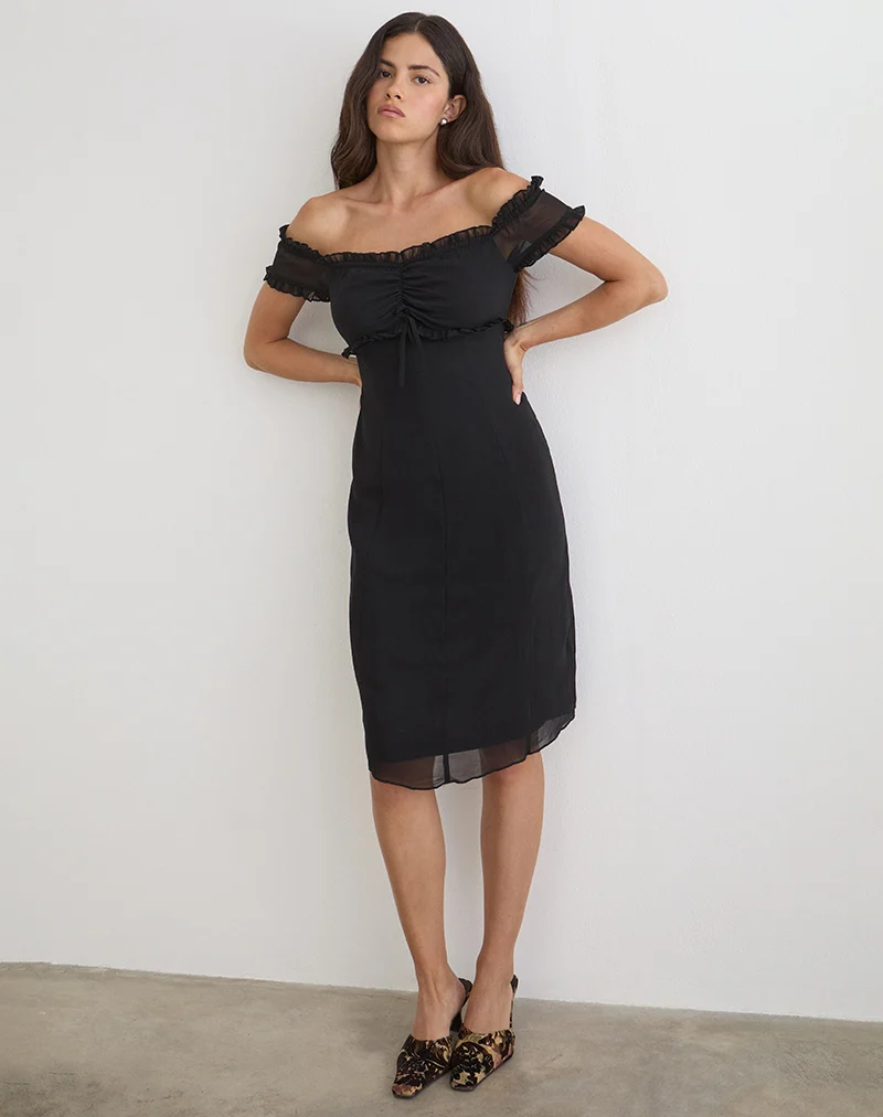 Watimu Midi Dress in Chiffon Black