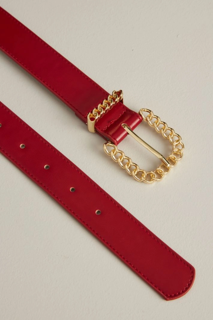 Faux leather belt - RED GOLD