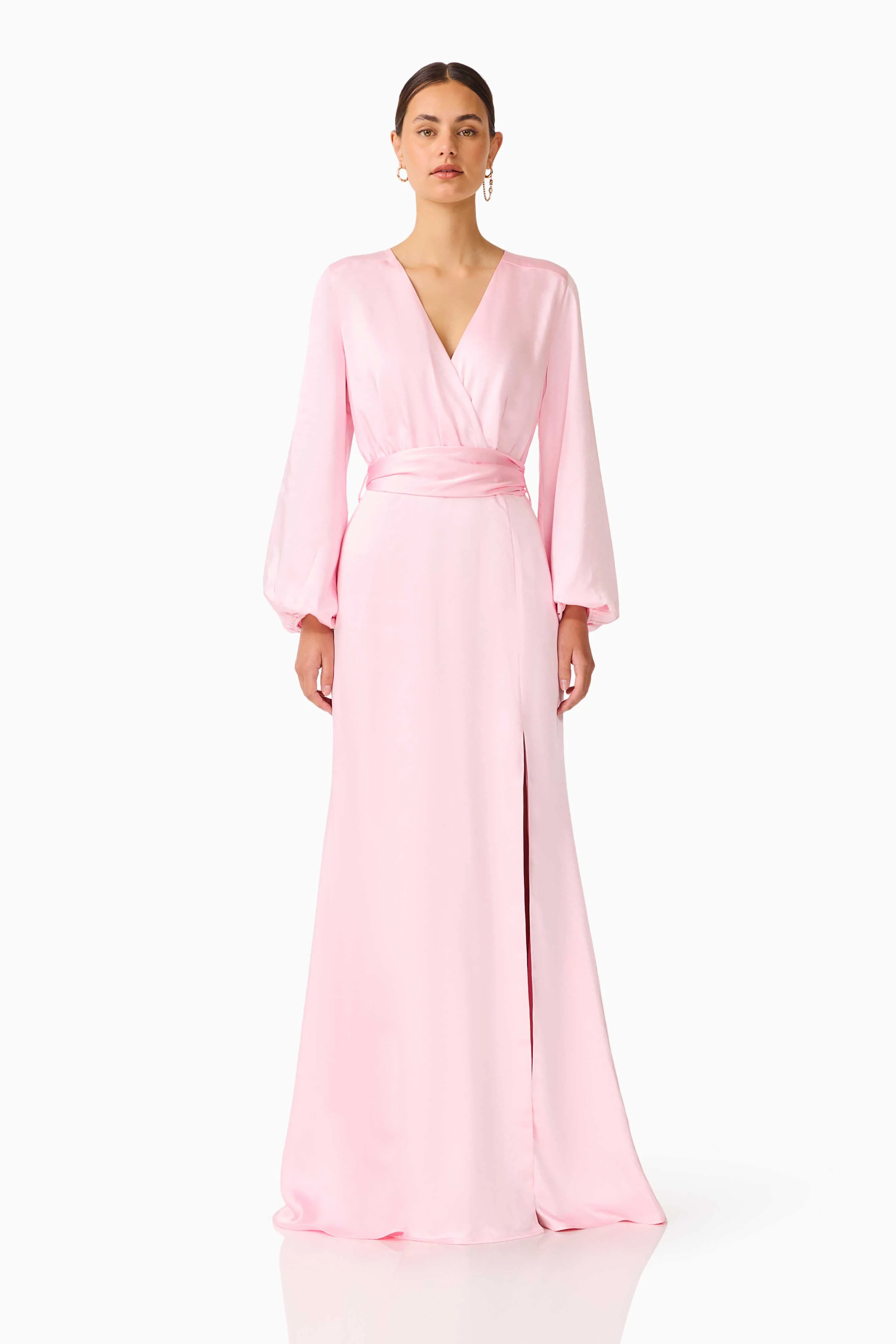 Kai Long Sleeve Maxi Dress in Pale Pink