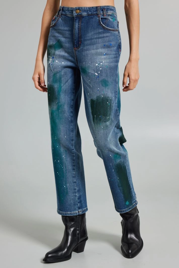 Hand-painted jeans - DENIM BLUE