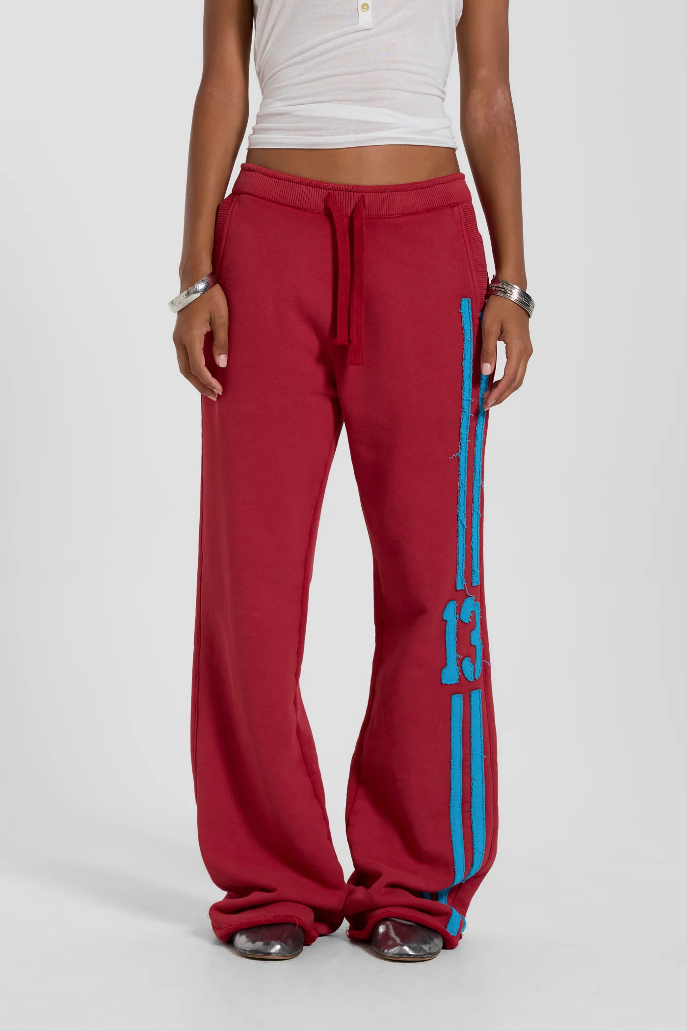 13 Stripe Straight Jogger in Red