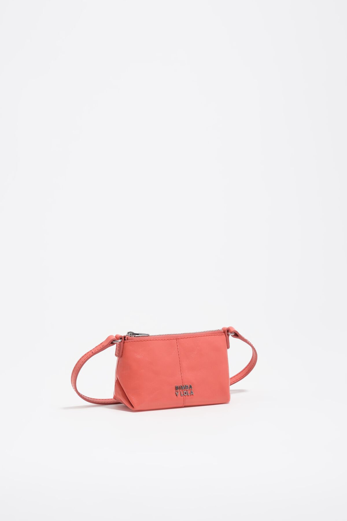 Coral micro leather crossbody bag