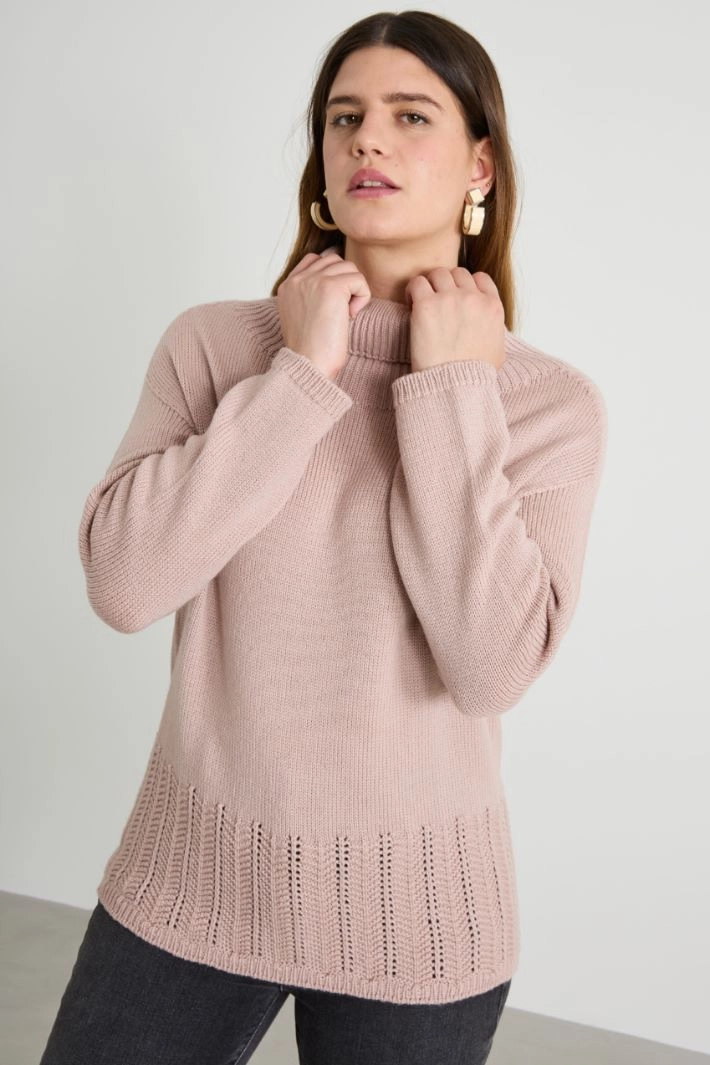 Cowl neck sweater - POWDER PINK
