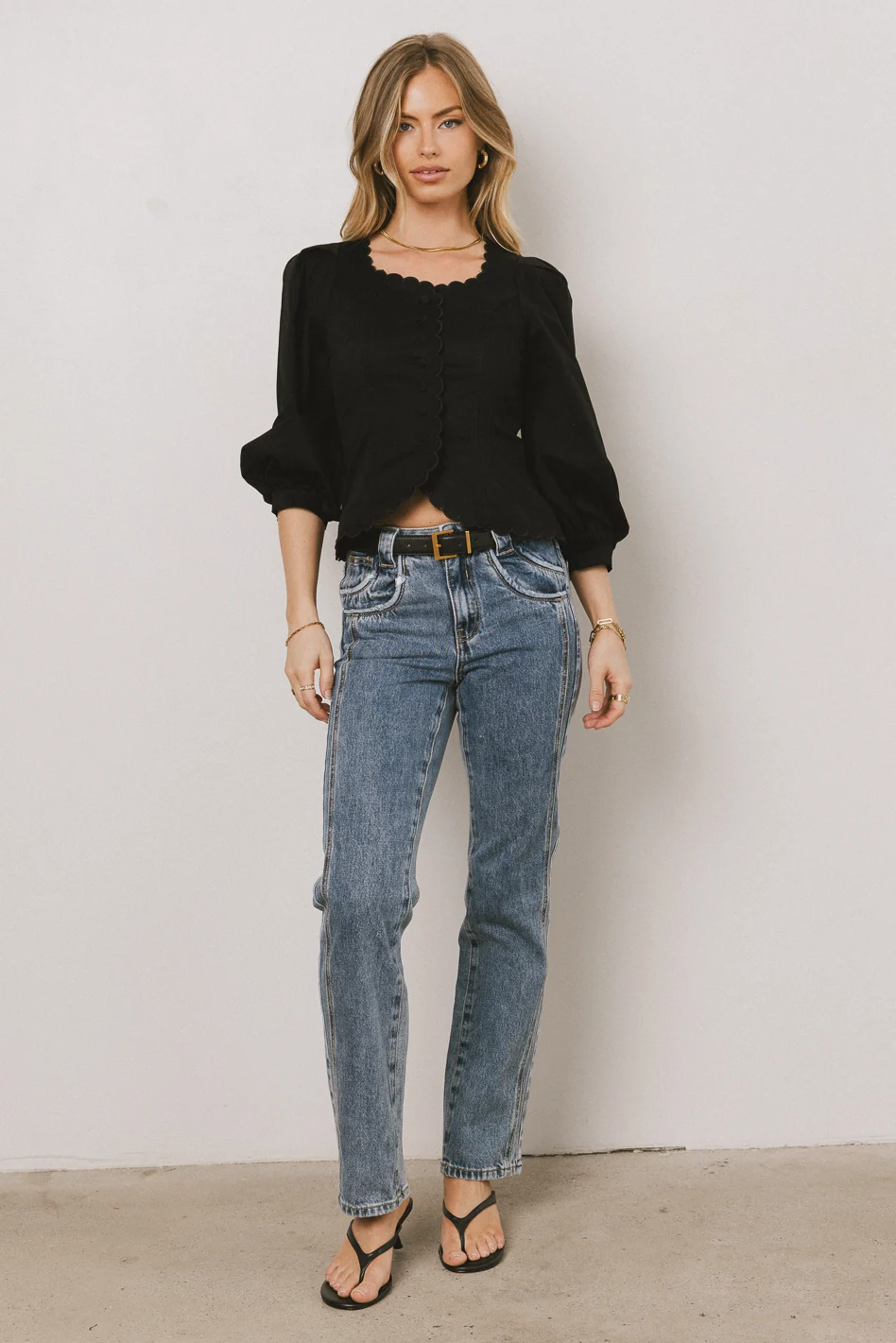Yara Button Down Top in Black