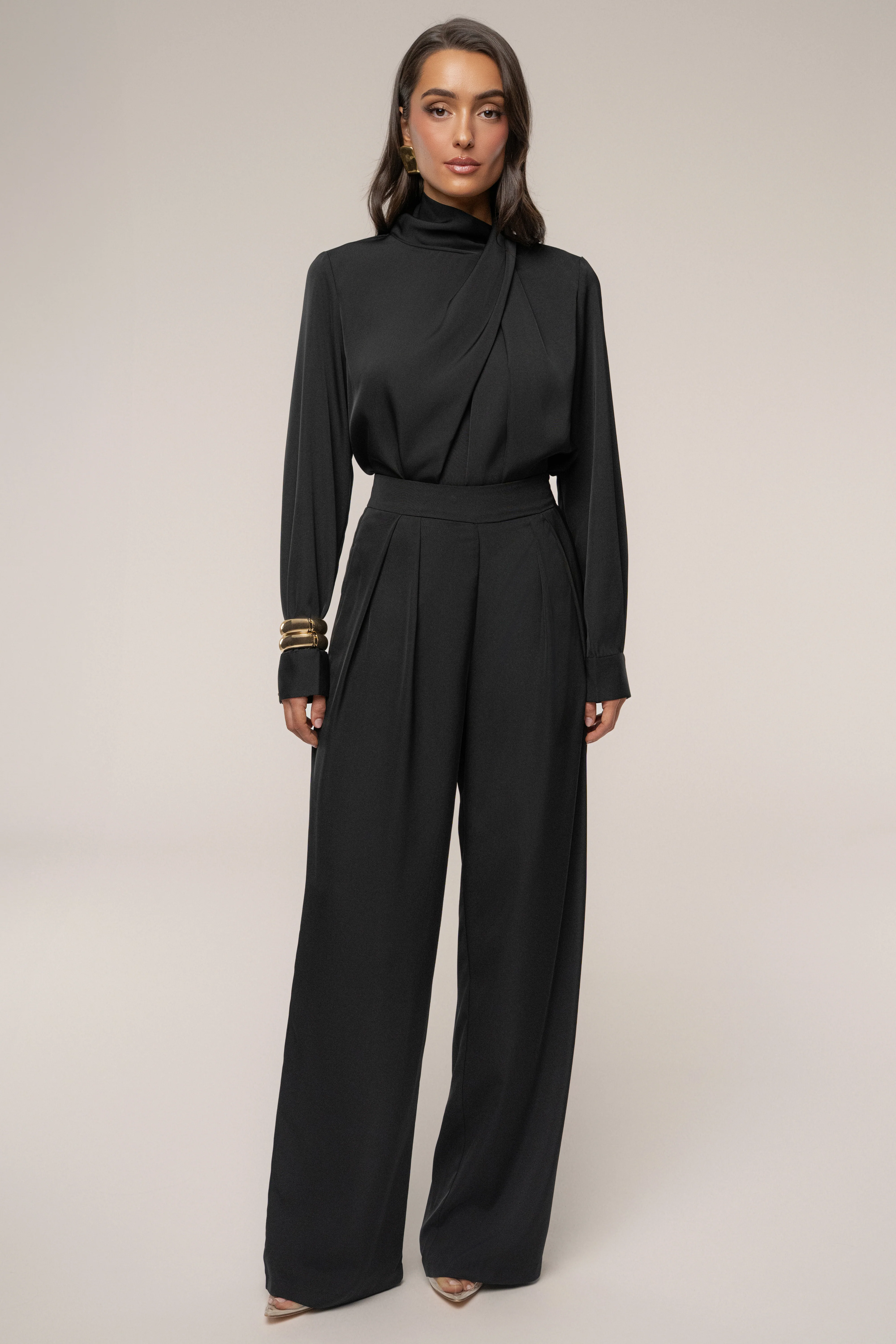 Black Alexa Satin Blouse