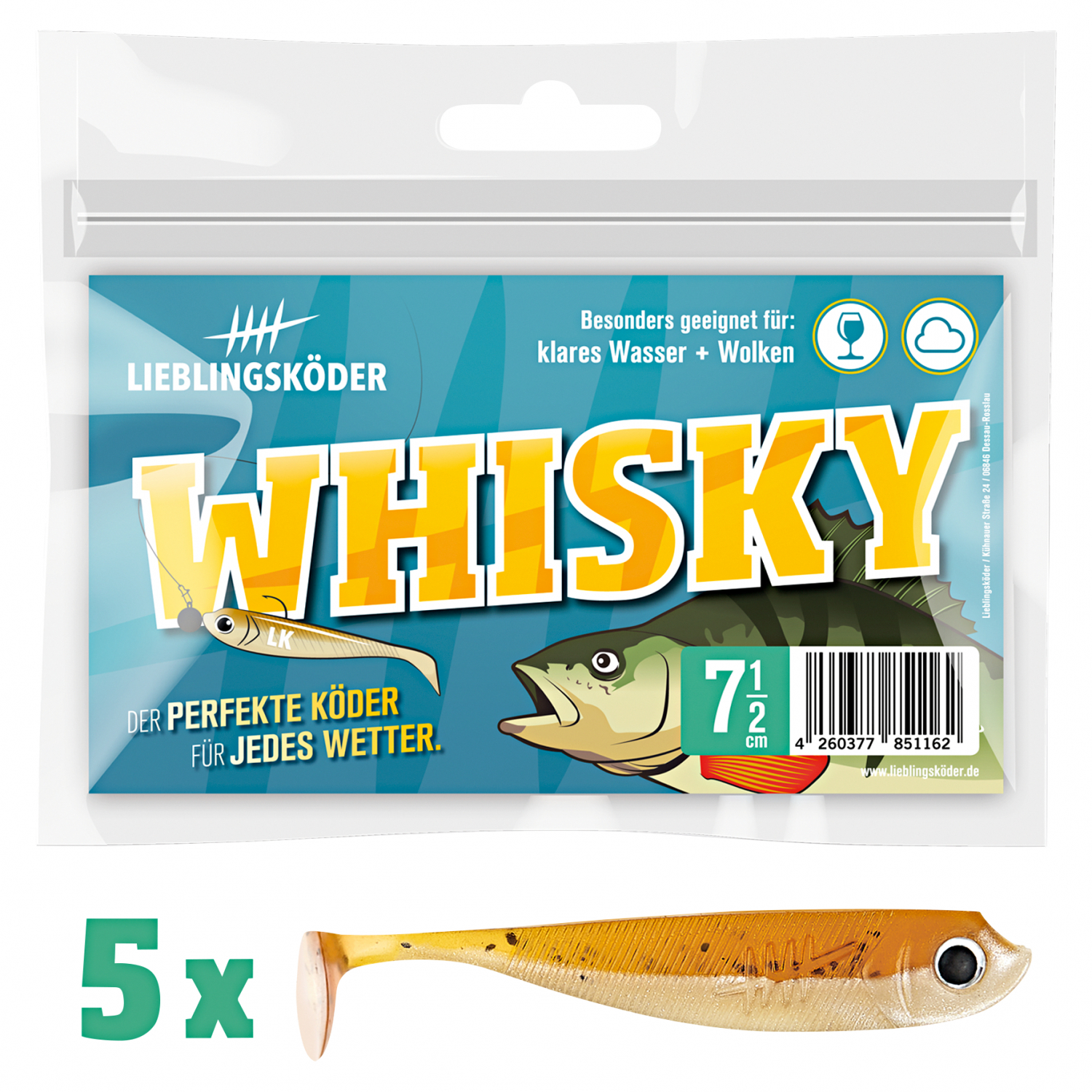 Lieblingsköder Shad Perch Bait (7.5 cm, Whisky)