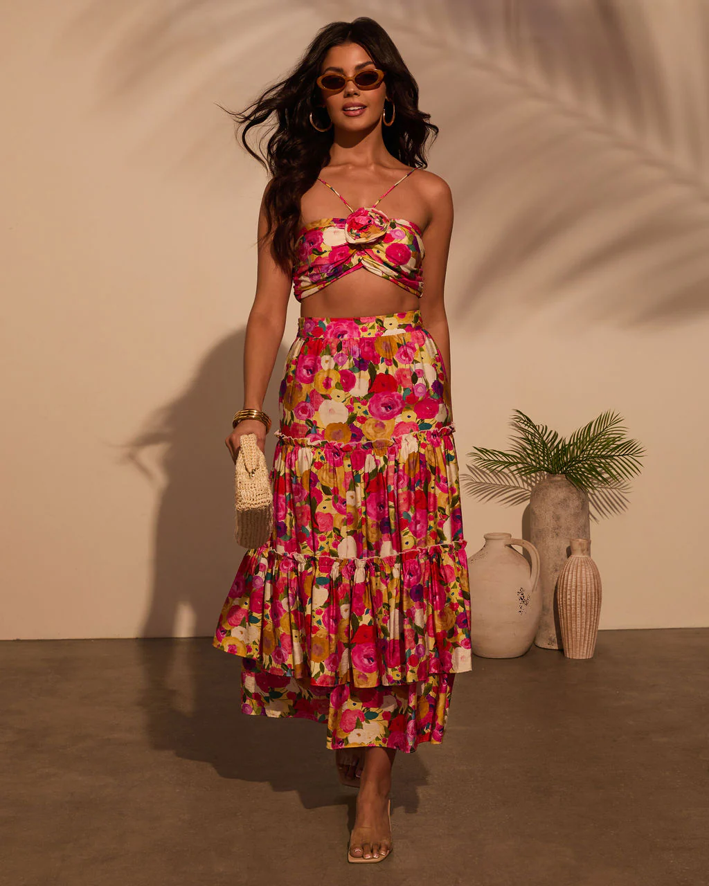 Margot Floral Halter Crop Top