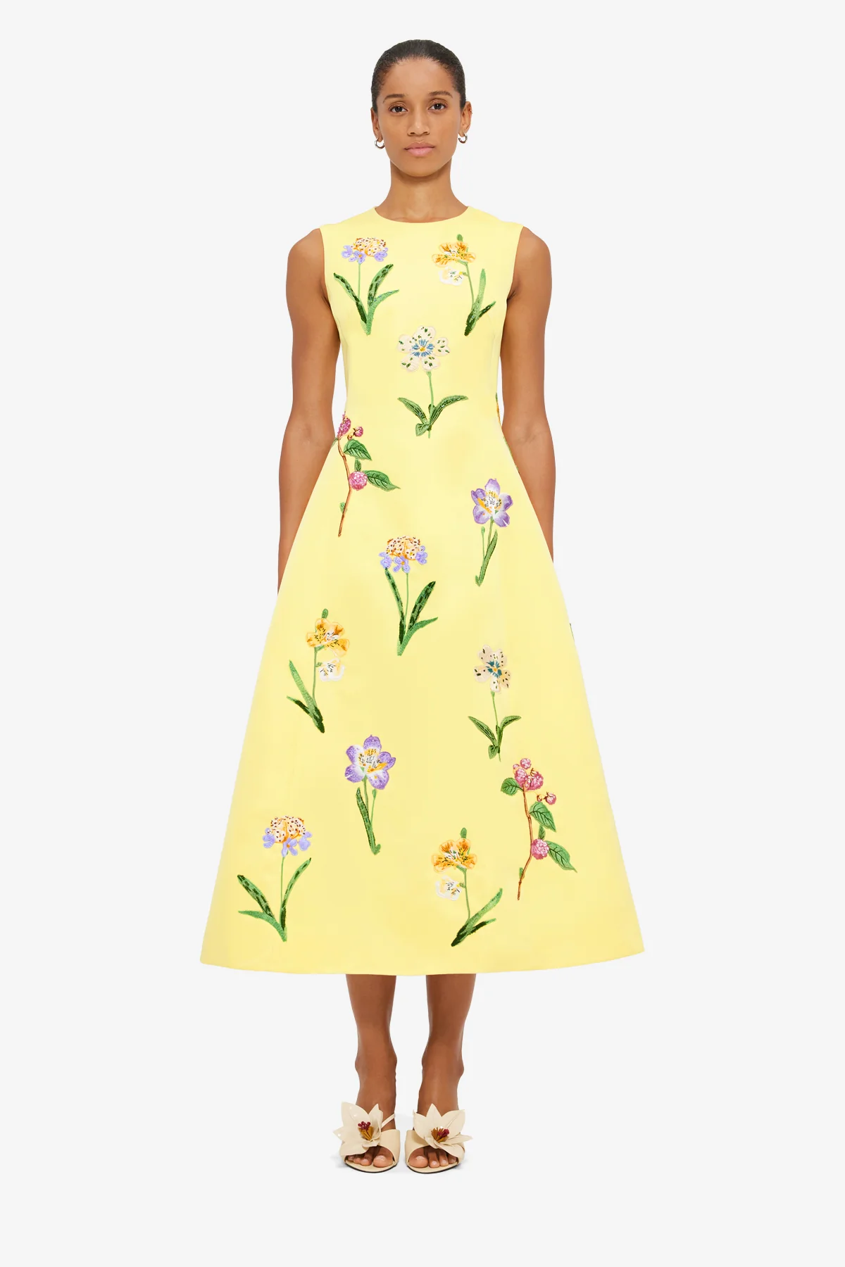 Cleo Sleeveless Midi Dress - Wild Flower Print in Sorbet