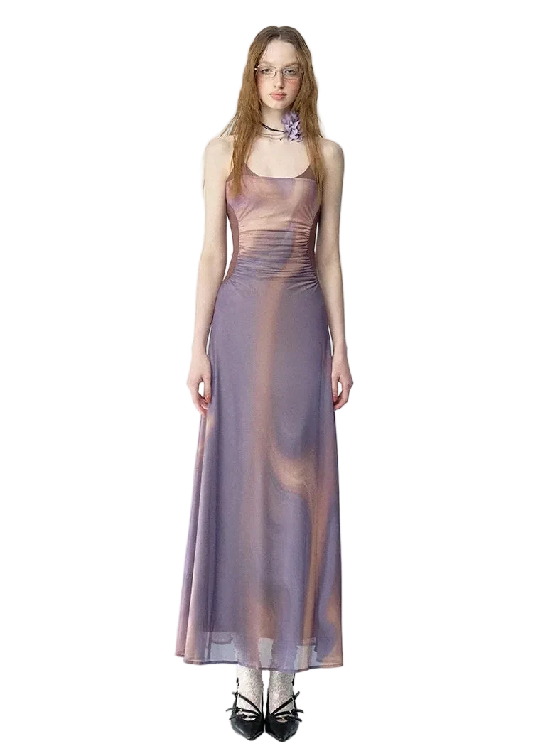 City Island Diary Colorblock Off-Shoulder Slip Dress