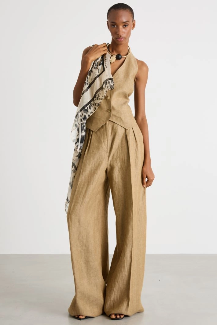 Chiffon scarf - BEIGE BLACK