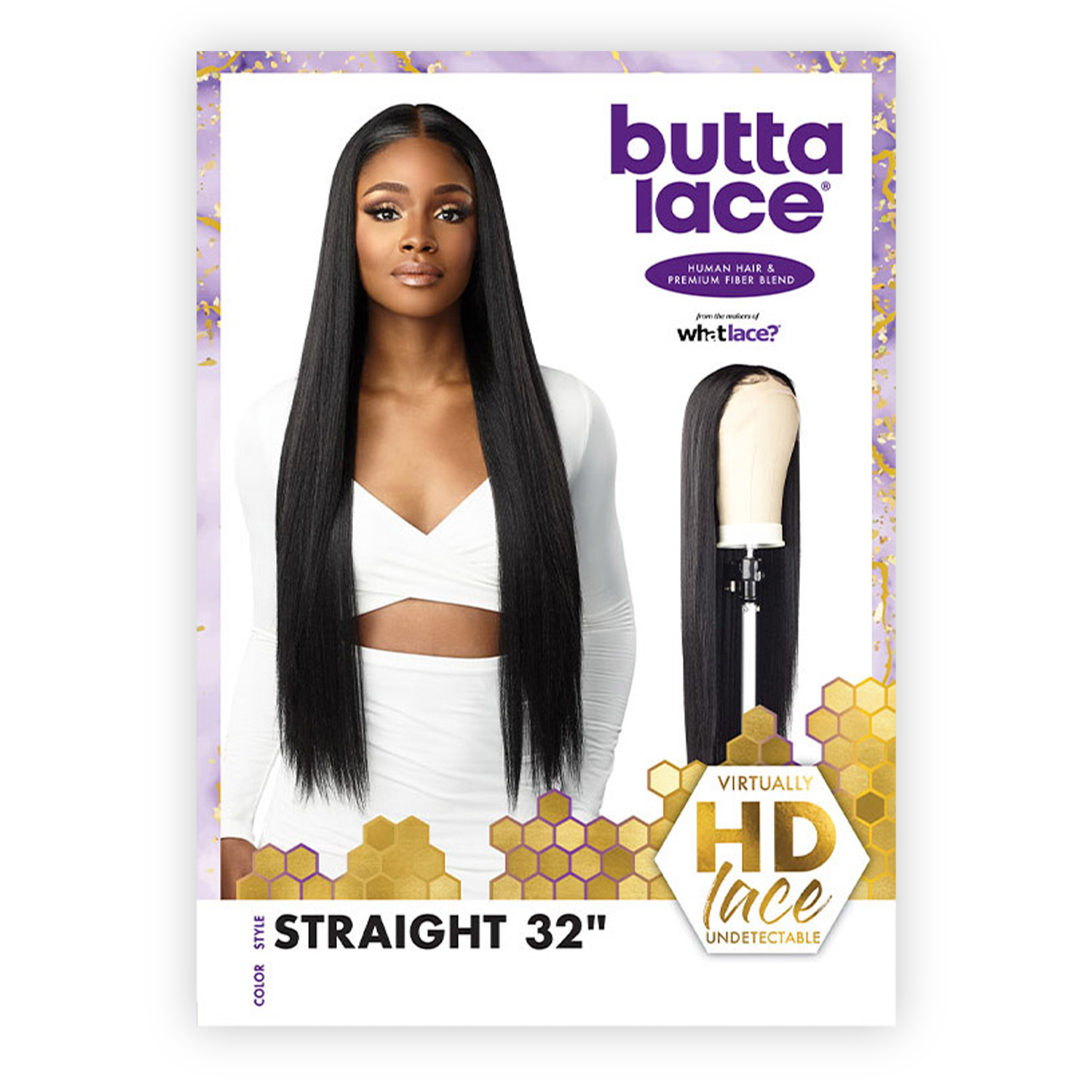 Sensationnel Human Hair Blend HD Lace Front Wig Butta Lace Straight 32