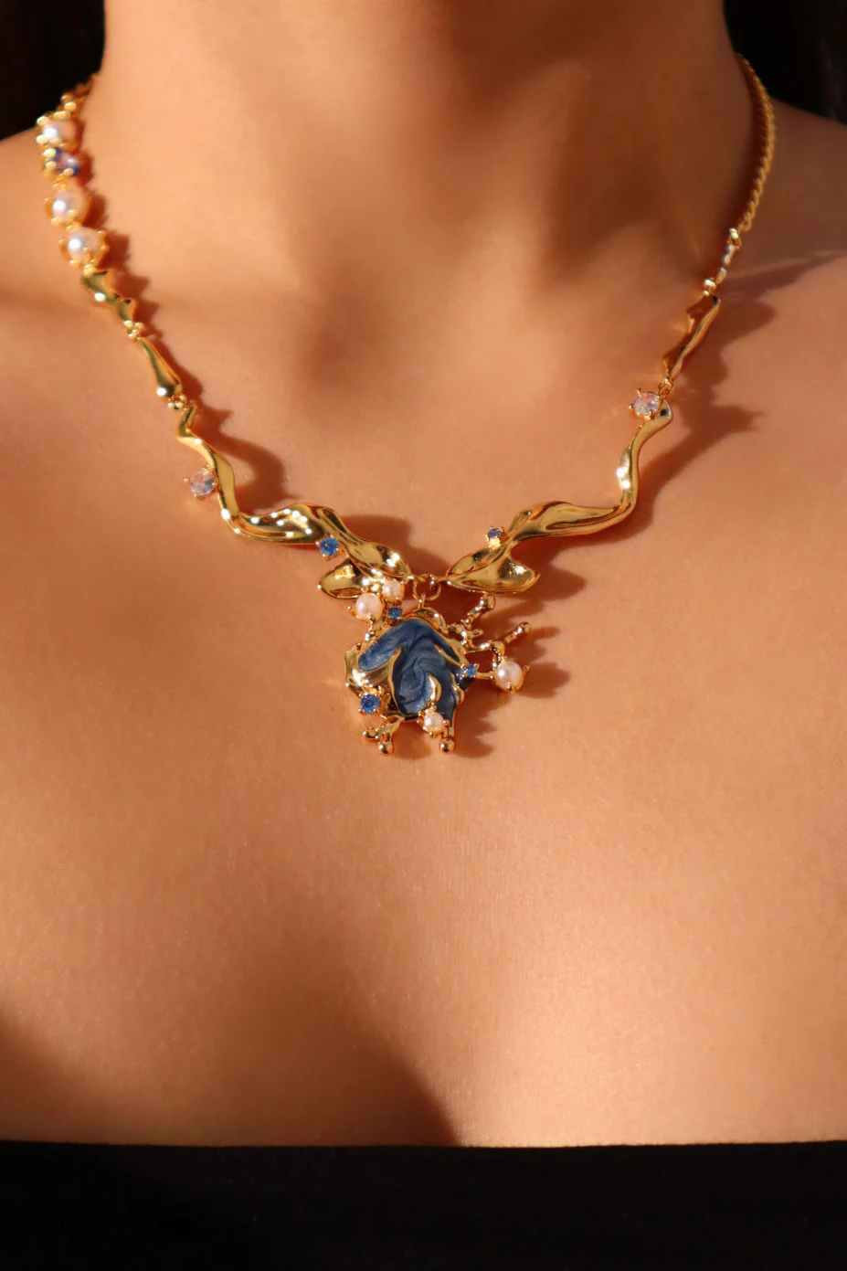 18K Real Gold Plated Blue Shell Necklace