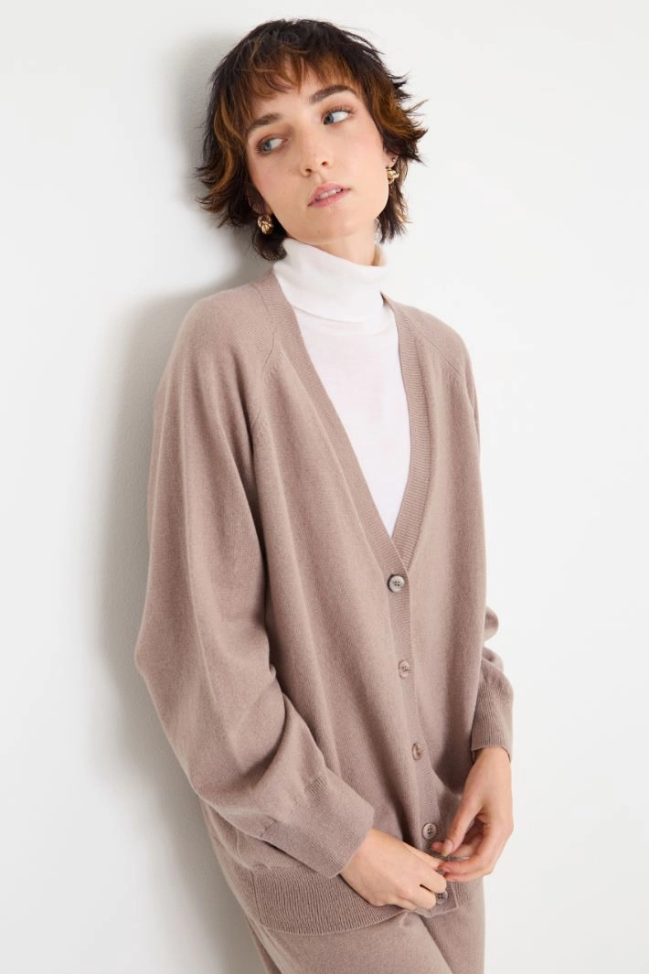 Wool and cashmere cardigan - DOVE GREY