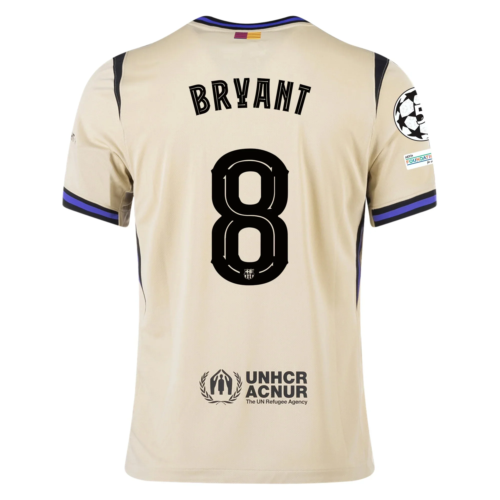Kobe Bryant Men's FC Barcelona Away Jersey 25/26 w/ Champions League Patches (Team Gold/Persion Violet/Black)