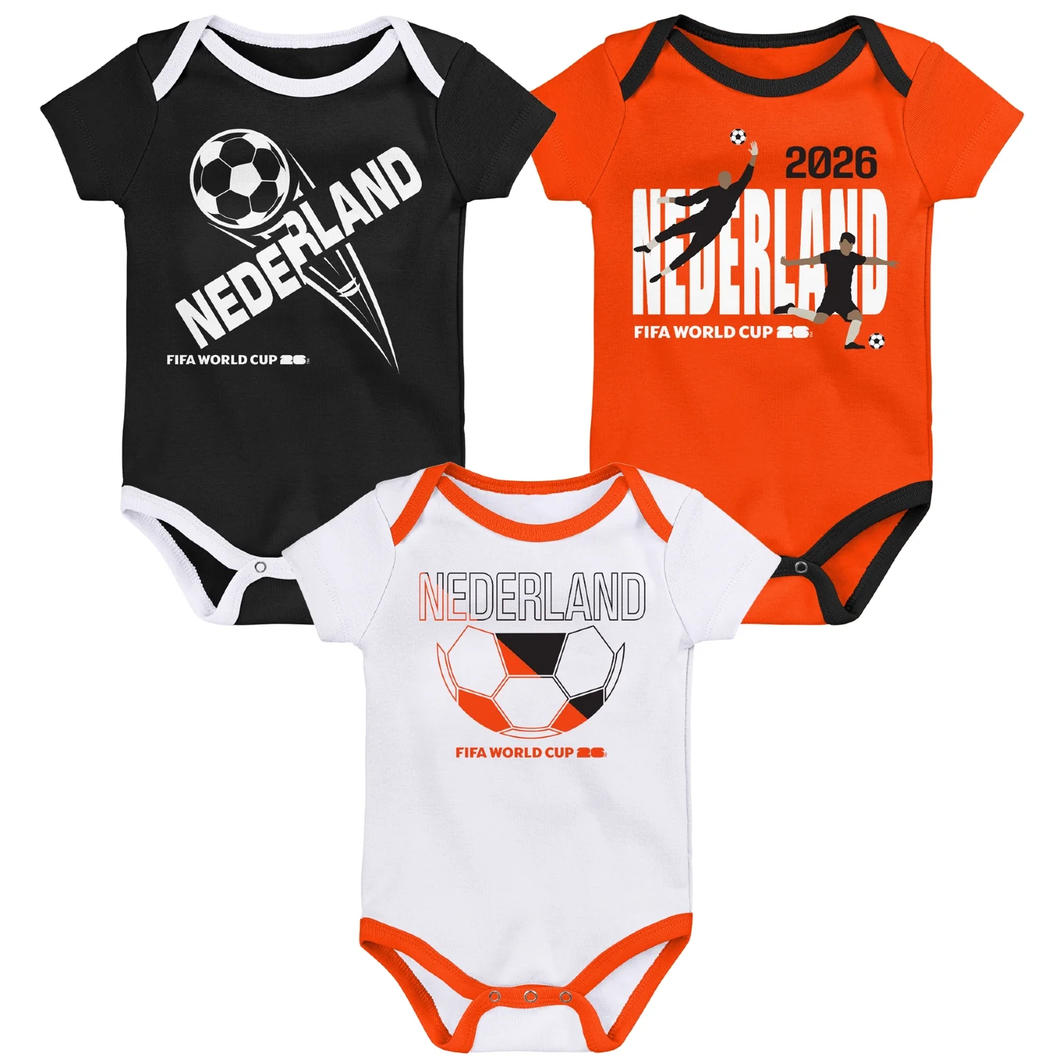 2026 Soccer Fan Collection Nederland Onesie 3 Pack - Infant