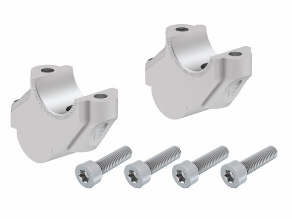 Hepco & Becker handlebar riser with offset 30 mm high and 15 mm back - silverRef: HBE05006A / 4245606 00 09