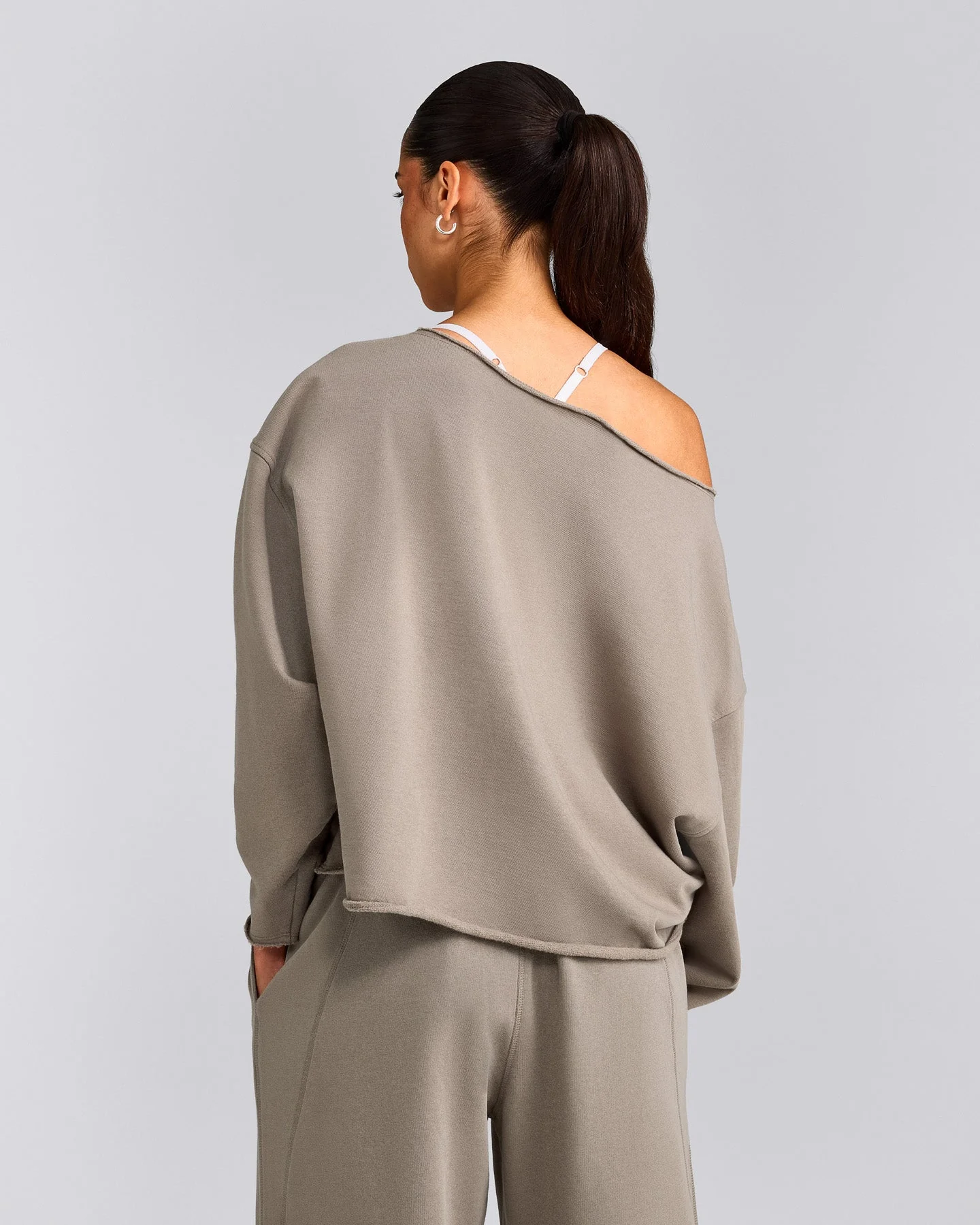 Cotton Vintage Lounge Off-The-Shoulder Sweatshirt | Washed Minky