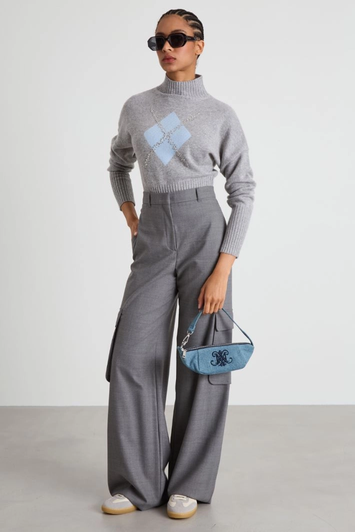 Wool cargo trousers - GREY