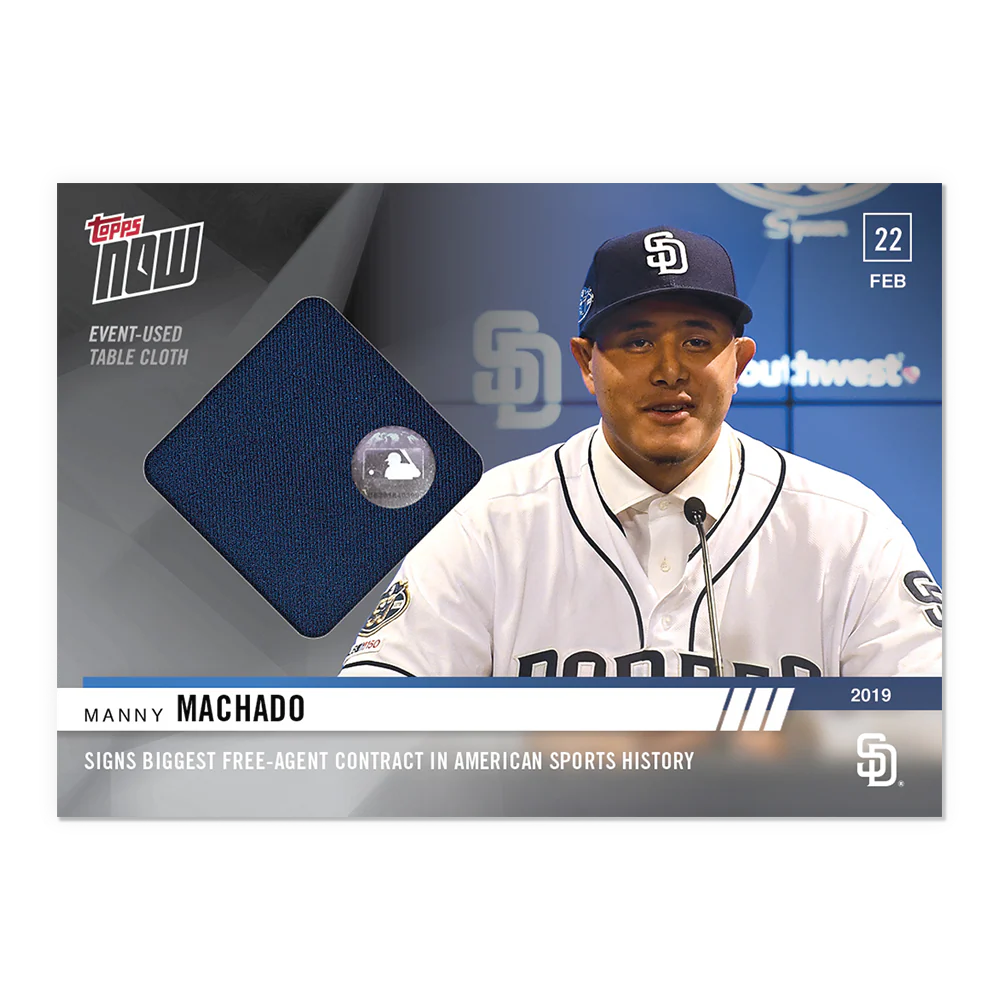 Tablecloth Relic # to 99 - Manny Machado Signing - MLB TOPPS NOW® Card ST-1A