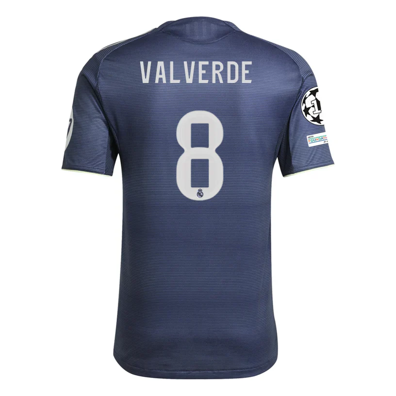 Federico Valverde Real Madrid Authentic Away Jersey 25/26 w/ Champions League Patches (Legend Ink
