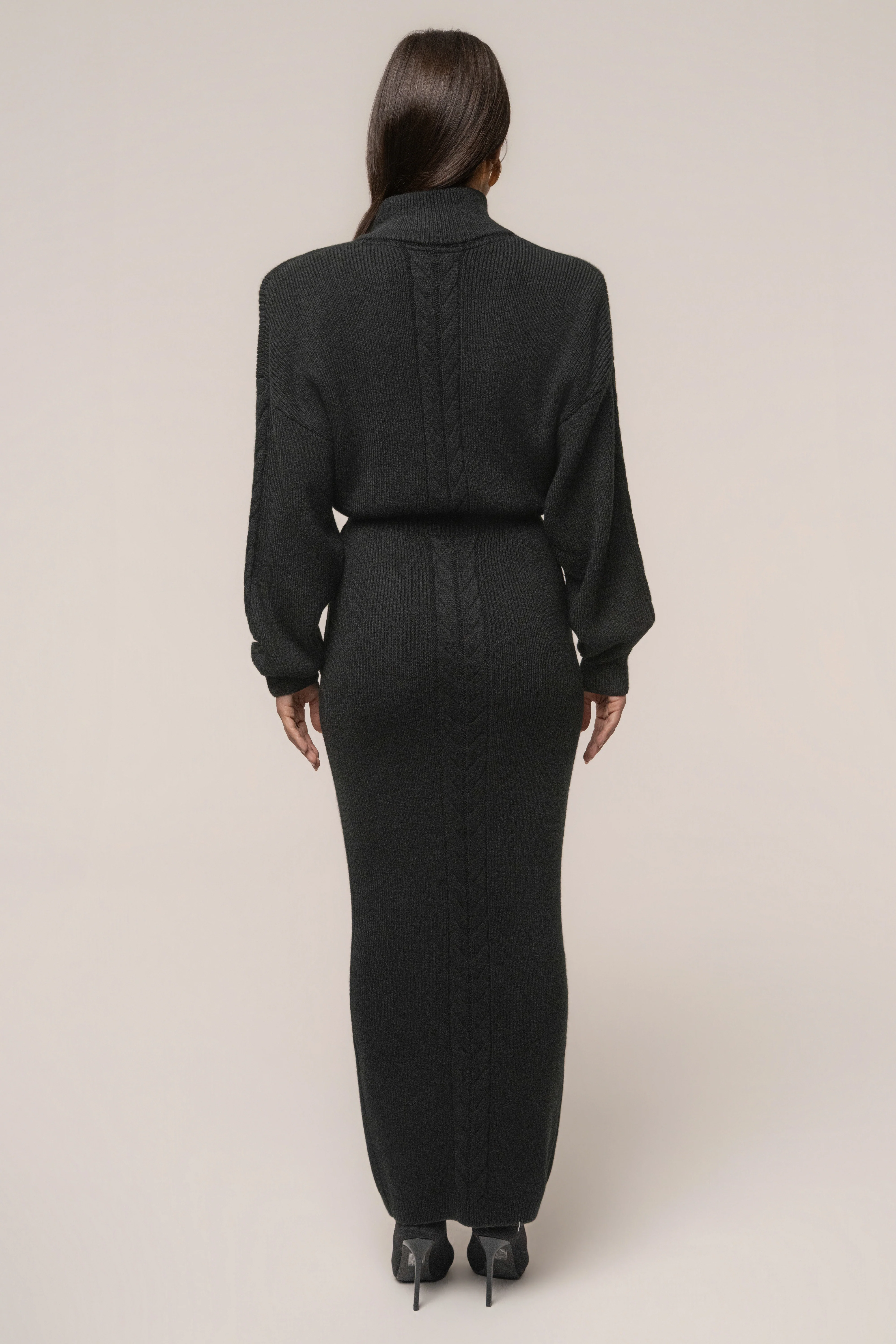 Black Cozy Intentions Ribbed Dress