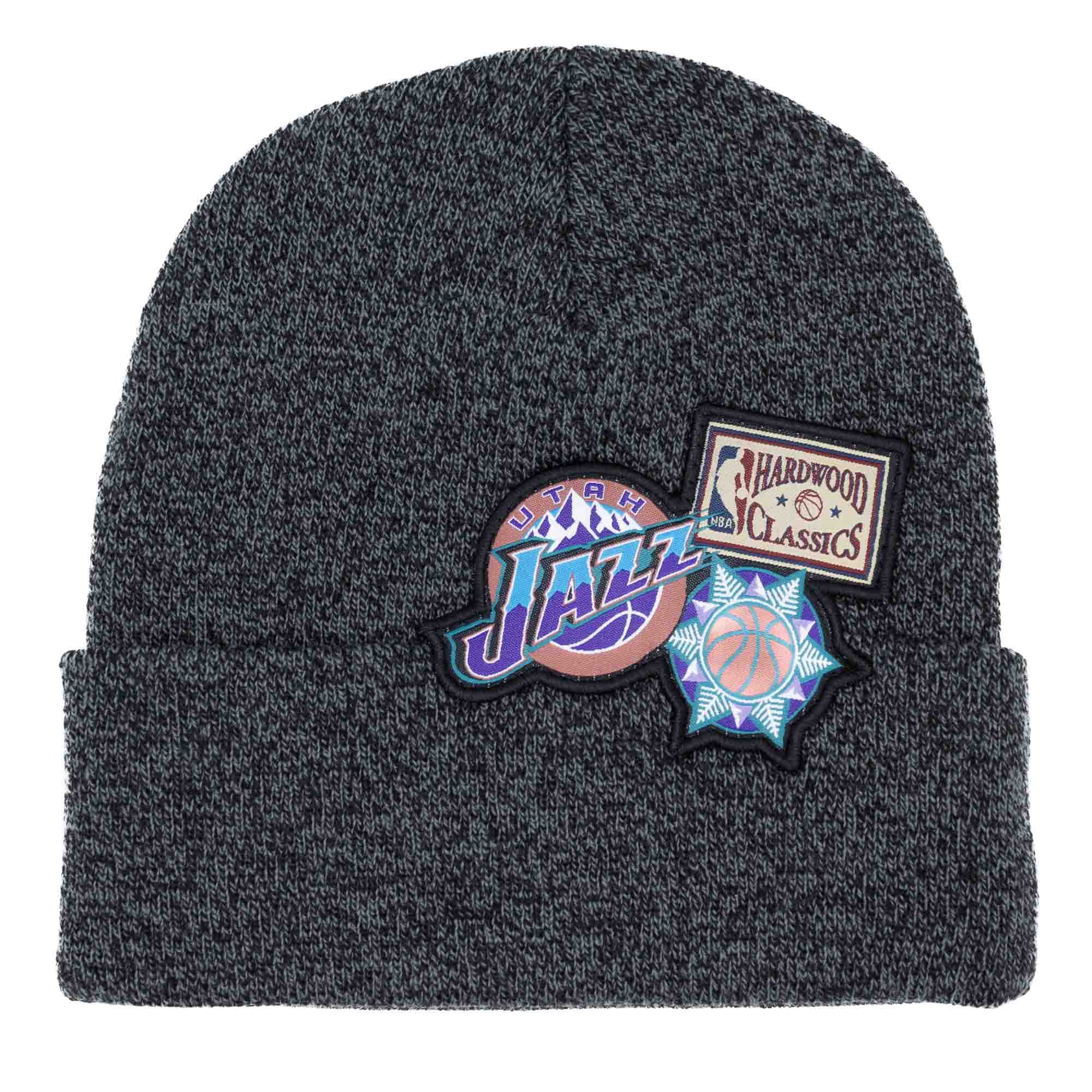 Utah Jazz XL Logo Patch Mitchell & Ness NBA Beanie Knit