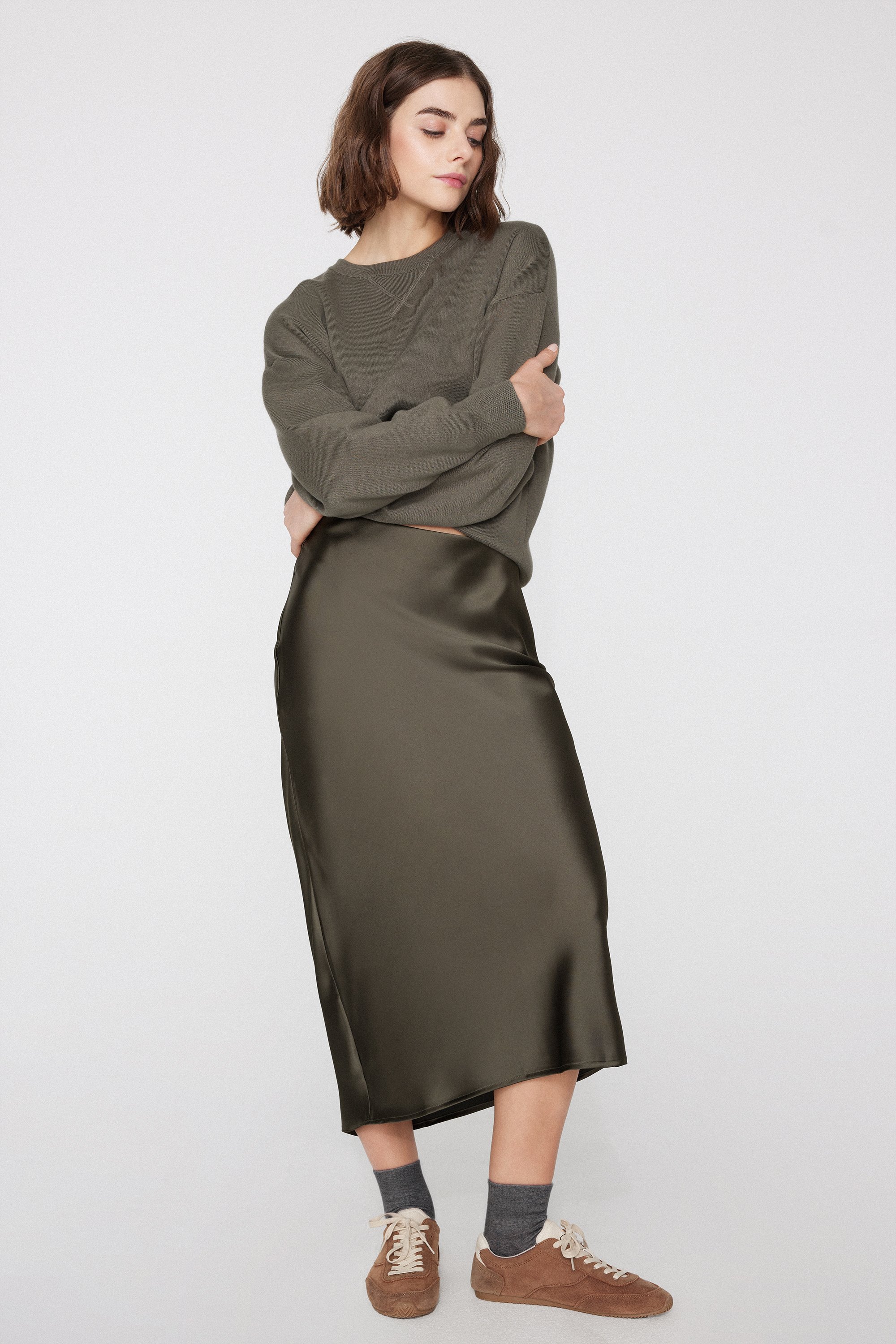 Satin Midi Skirt