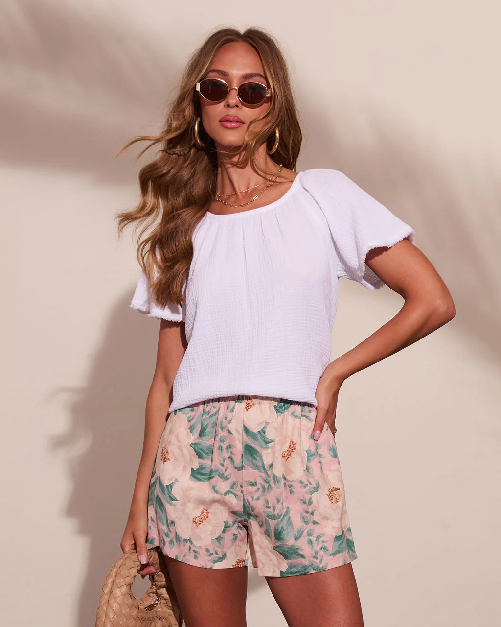 Kenzee Frayed Trim Gauze Top