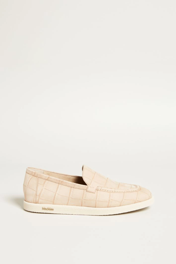 Croc print moccasins - DARK IVORY
