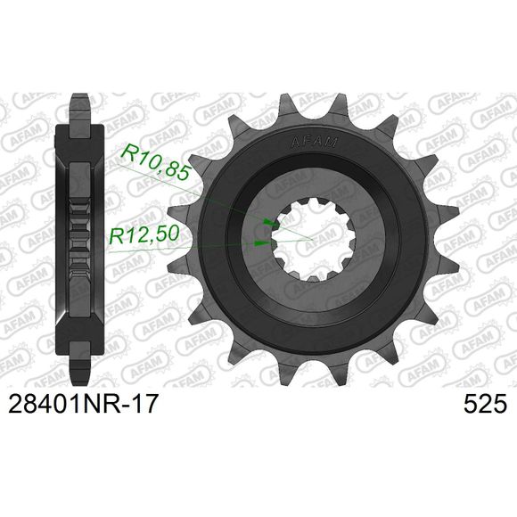 Kit chaine AFAM 525 Type Acier premium avec pignon silencieuxRef : AA0388 / KIT104371