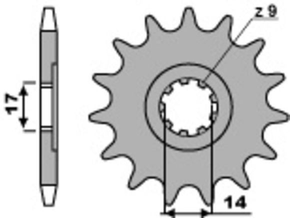 Standard steel PBR gearbox output pinion 210 - 428Ref: Pbr01061A / 1108865002