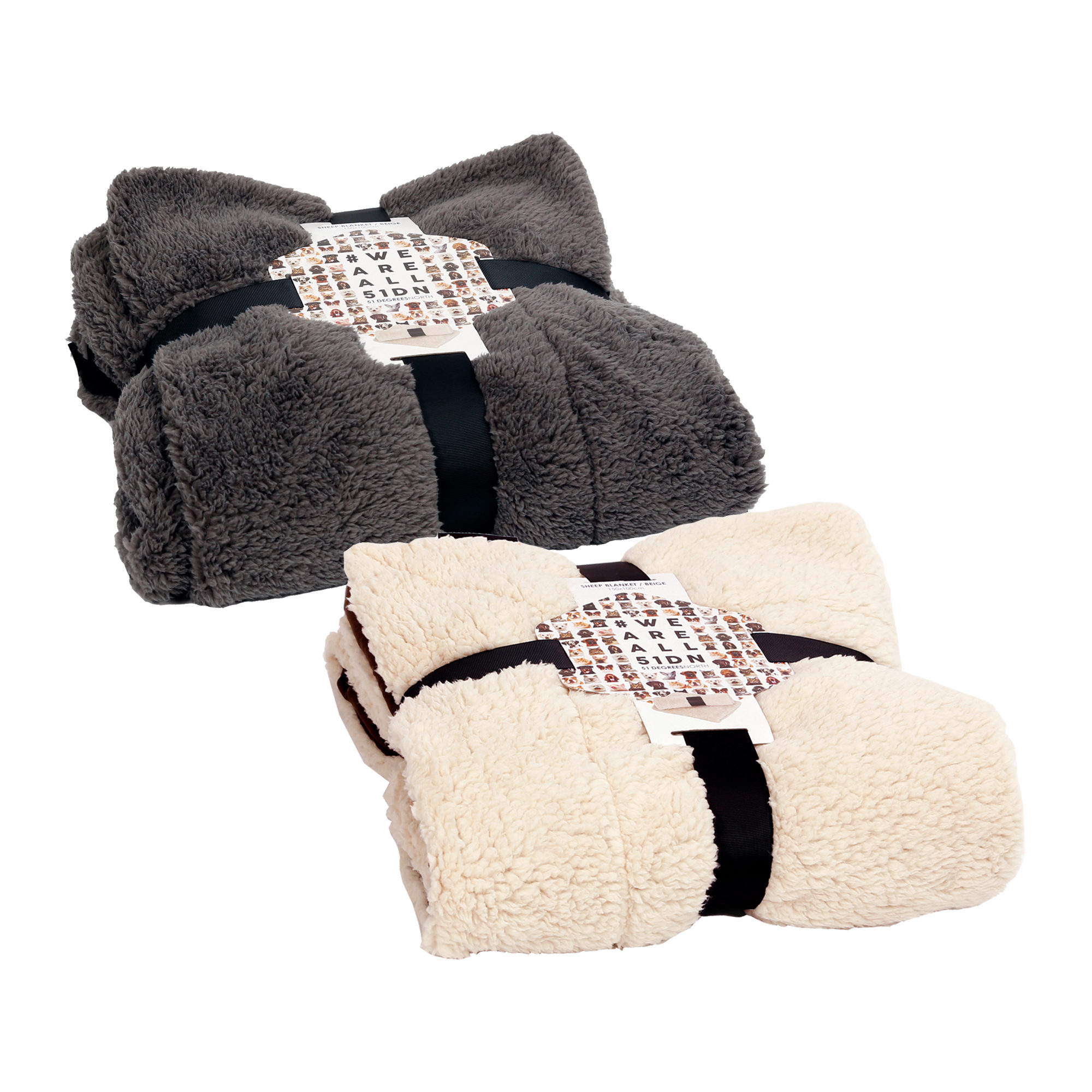 51 Degrees North Sheep Dog Blanket - Beige & Brown