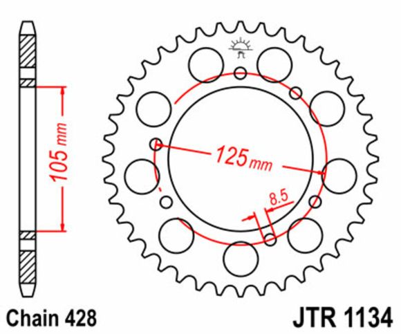 Couronne JT. acier standard 1134 - 428Ref : JTC00028A / 1074879005