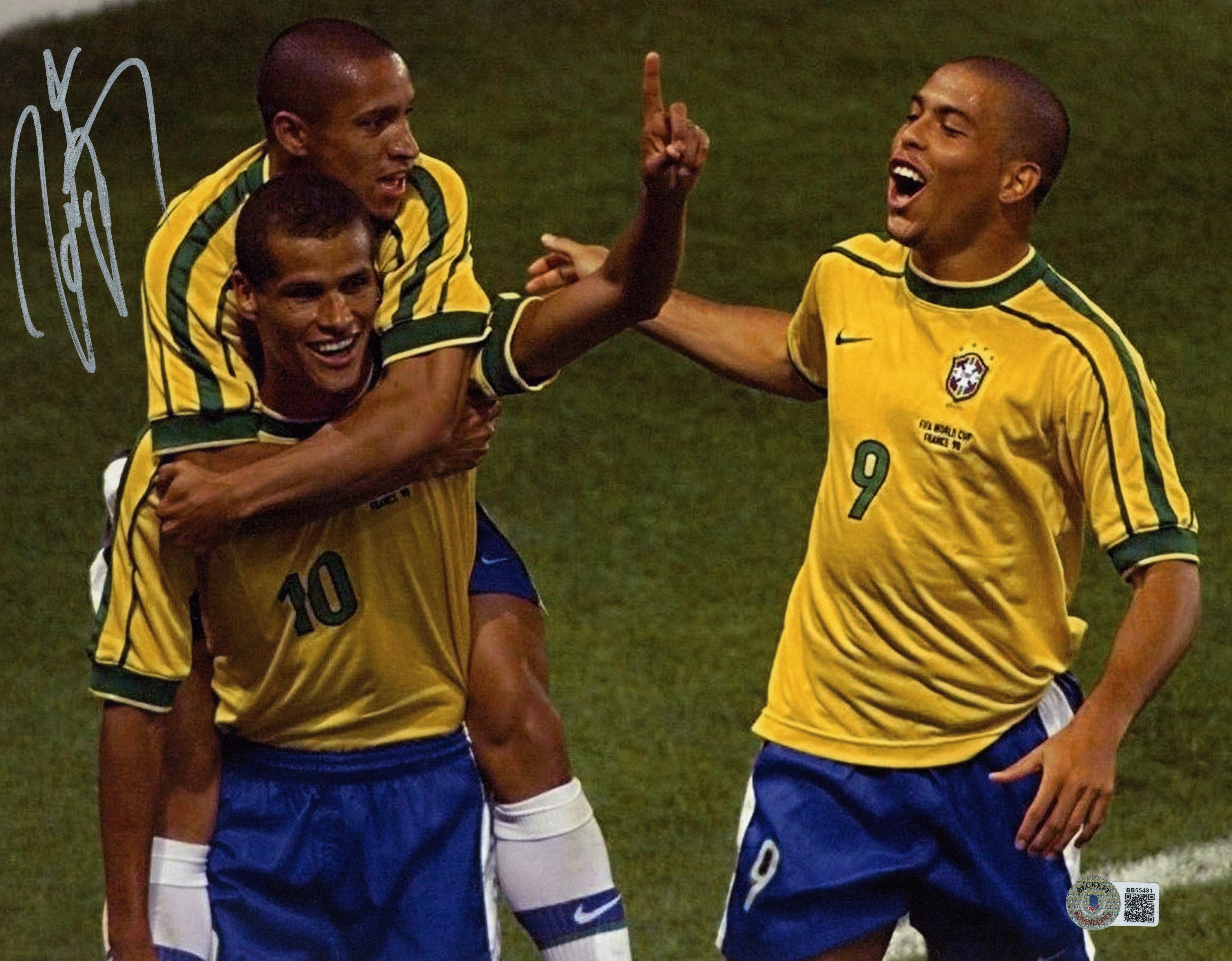 Roberto Carlos Autographed Photograph 28cm x 36cm Framed